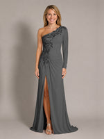 One-Shoulder Mother of the Bride Dress with Appliques