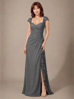 Chiffon Mother of the Bride Dress with Lace Appliques 