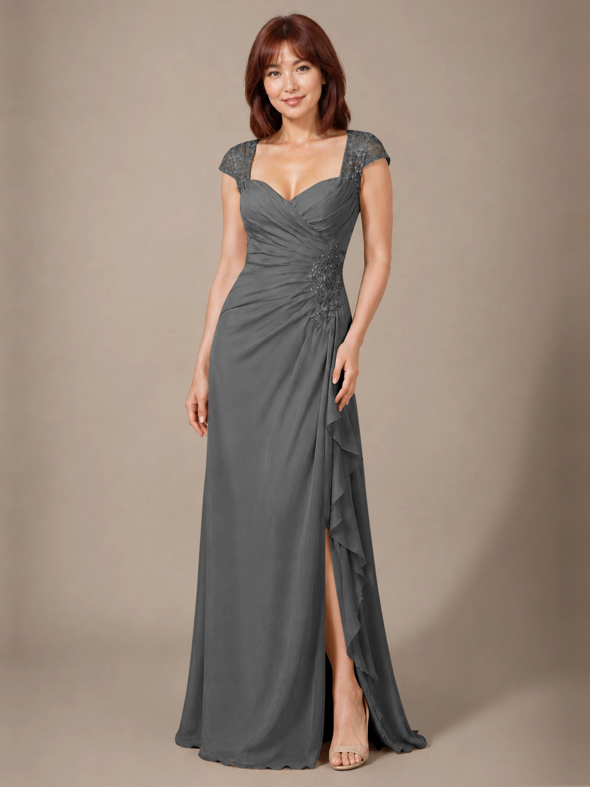 Chiffon Mother of the Bride Dress with Lace Appliques 