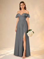 Chiffon Bridesmaid Dress with Cap Sleeves 