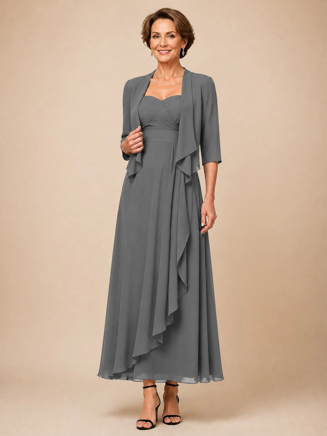 Two-piece Mother of the Bride Dress with Ruffle Design 
