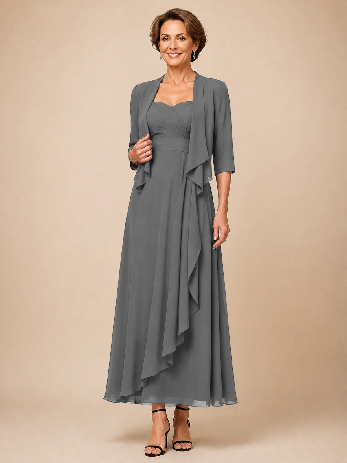 Two-piece Mother of the Bride Dress with Ruffle Design 