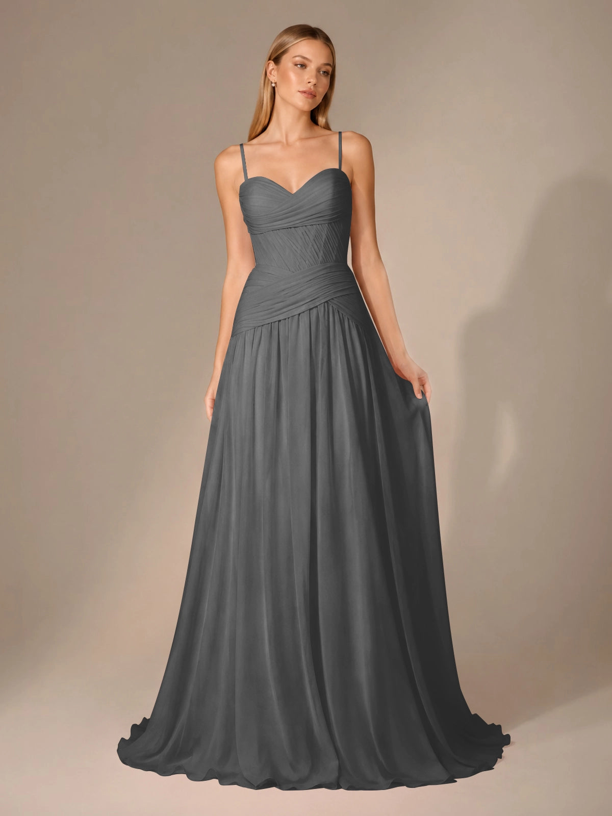 Chiffon Bridesmaid Dress with Ruched Design 