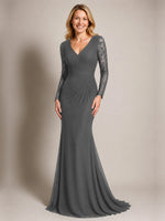 Mermaid Mother of the Bride Dress with Long Lace Sleeves 