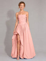 Iridescent Taffeta Prom Dress with High Slit 