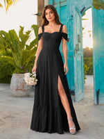A-line Bridesmaid Dress with High Slit 