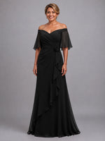 Chiffon Mother of the Bride Dress with 3D Rosette 