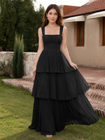 Chiffon Bridesmaid Dress with Tiered Design 