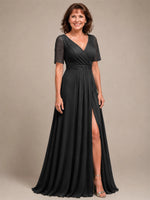 Surplice Neckline Mother of the Bride Dress with Slit 
