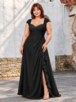 Chiffon Mother of the Bride Dress with Lace Appliques-Plus Size 