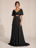 Cowl Neck Bridesmaid Dress with Cut-Out Detail