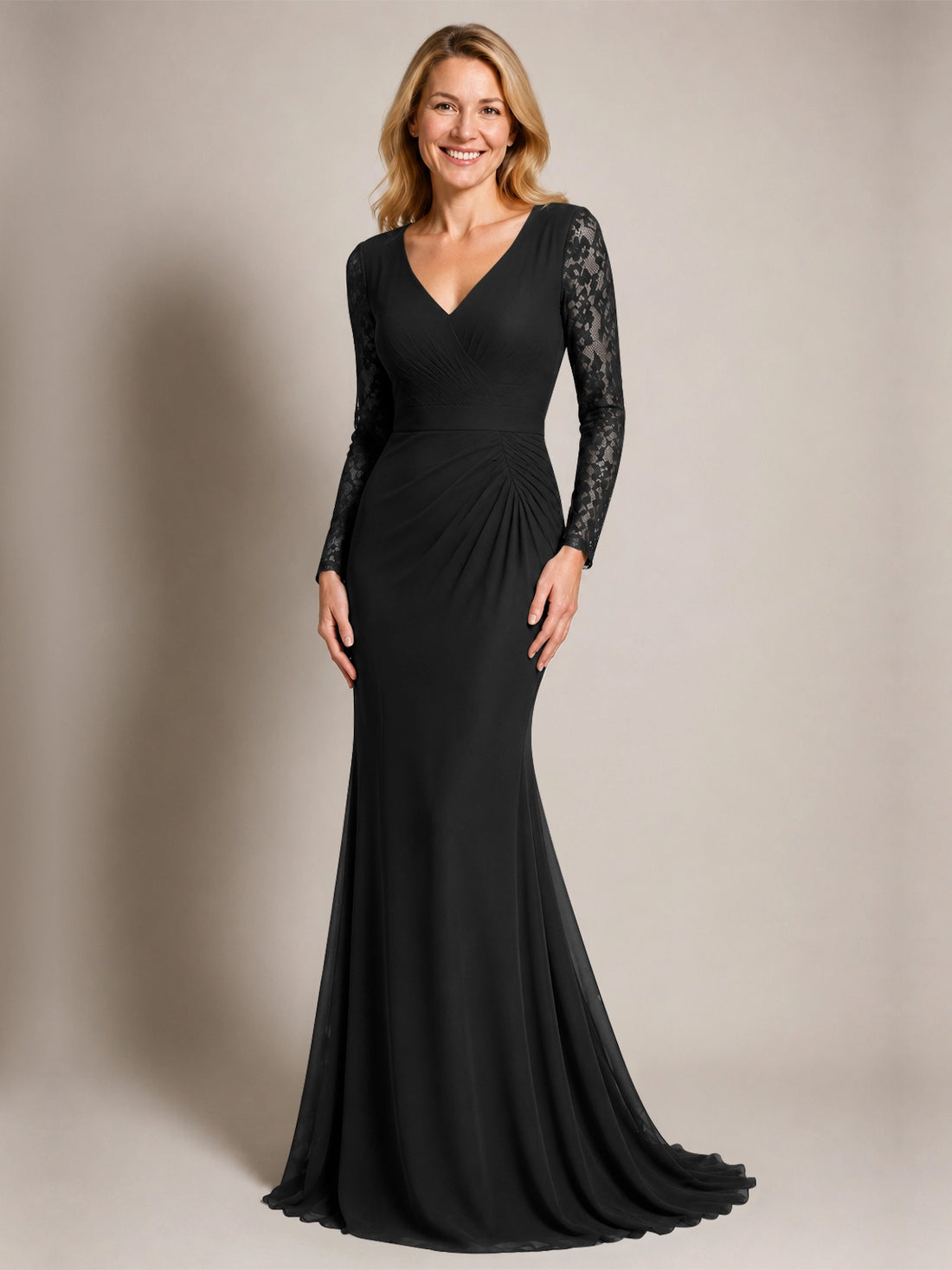 Mermaid Mother of the Bride Dress with Long Lace Sleeves 
