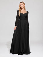 Elegant A-line Bridesmaid Dress with Long Sleeves