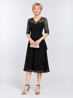 A-line Mother of the Bride Dress with Lace Sleeves 