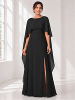 Chiffon Mother of the Bride Dress with Cape Overlay 