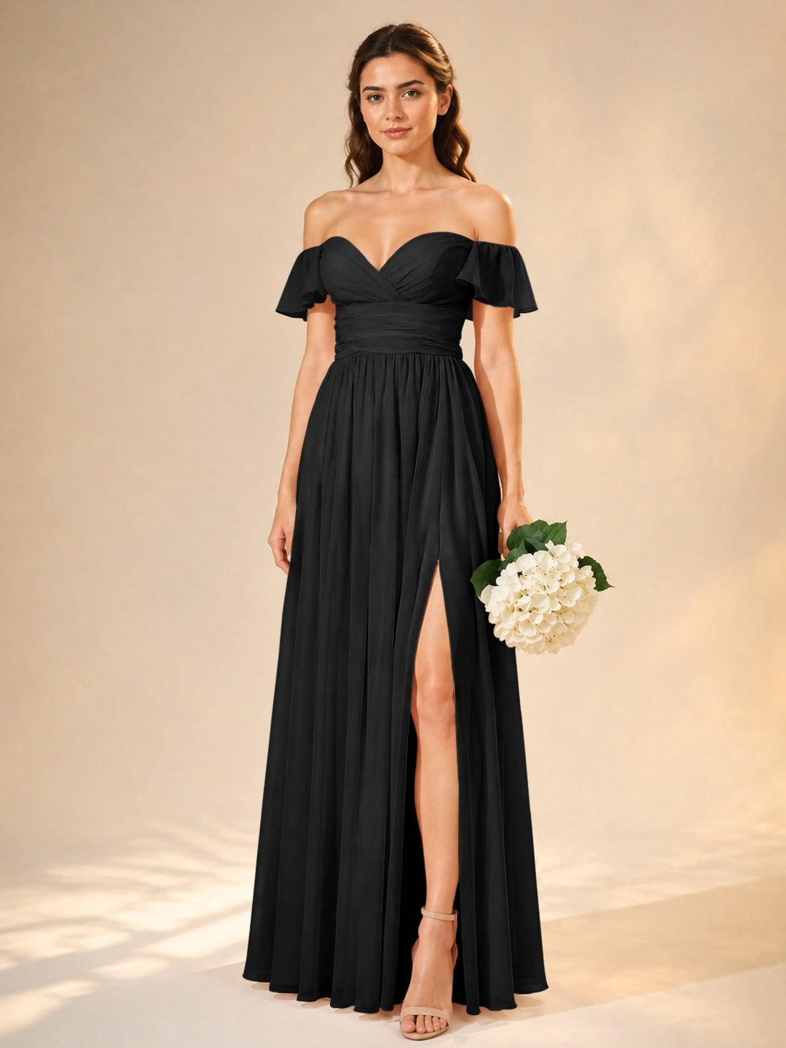 Chiffon Bridesmaid Dress with Cap Sleeves 