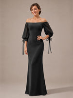 Mermaid Bridesmaid Dress with Puff Sleeves