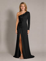One-Shoulder Mother of the Bride Dress with Appliques