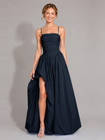 Iridescent Taffeta Prom Dress with High Slit 