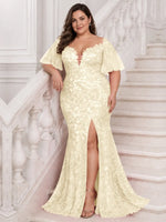 Mermaid Mother of the Bride Dress with V-neck-Plus Size 