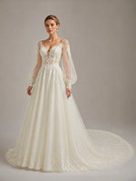 Tulle Wedding Dress with Lace-Trimmed Train 