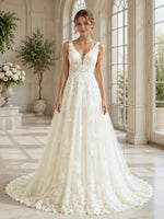 V-Neck Lace Wedding Dress