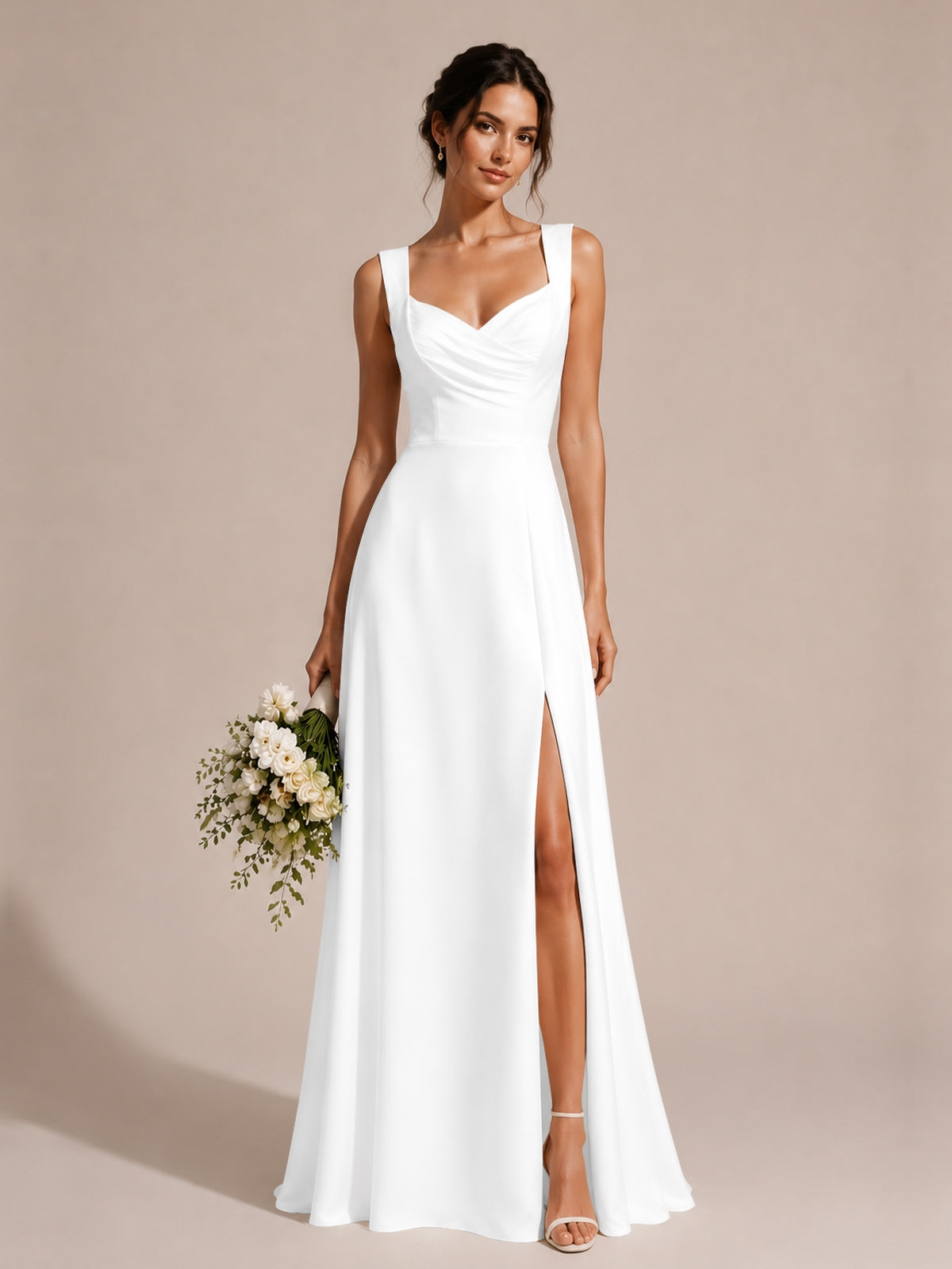 Sweetheart Neckline Bridesmaid Dress with Wide Straps
