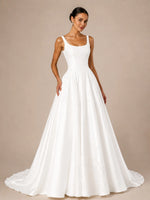 Stretch Crepe Wedding Dress with Lace Embroidery