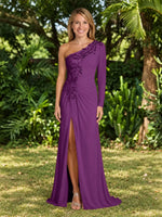 One-Shoulder Mother of the Bride Dress with Appliques