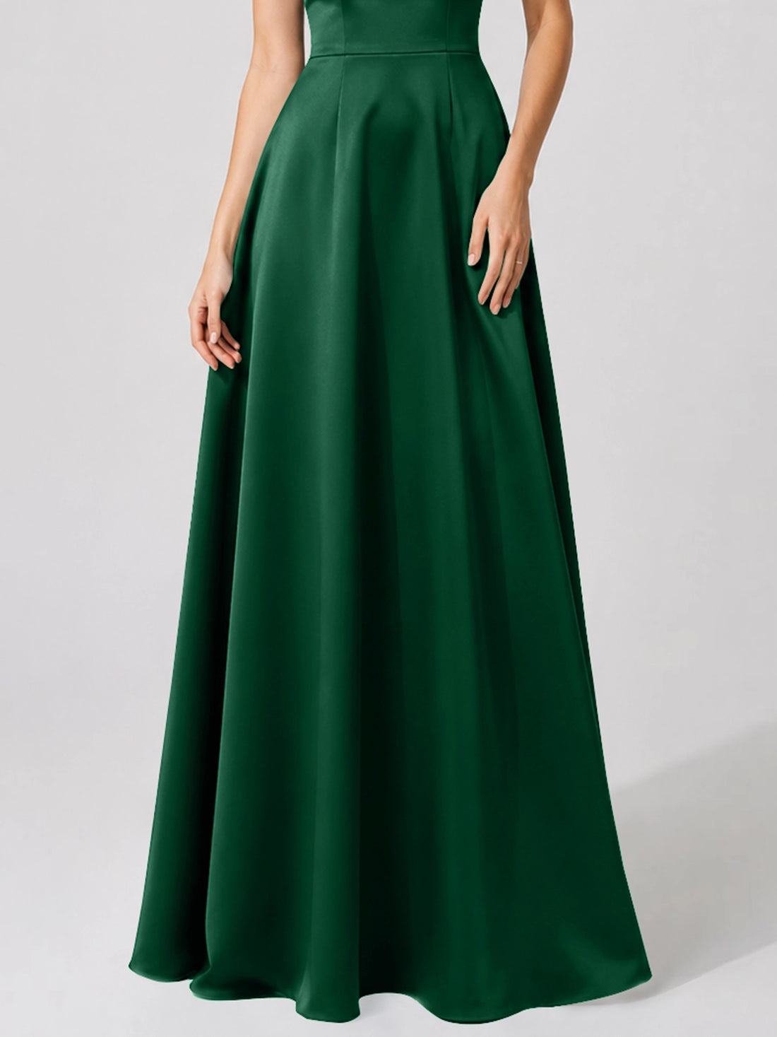 Satin Bridesmaid Dress with Illusion Halter Neck
