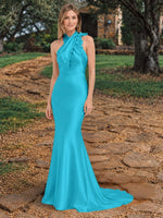 Silk-like Bridesmaid Dress with 3D Floral 