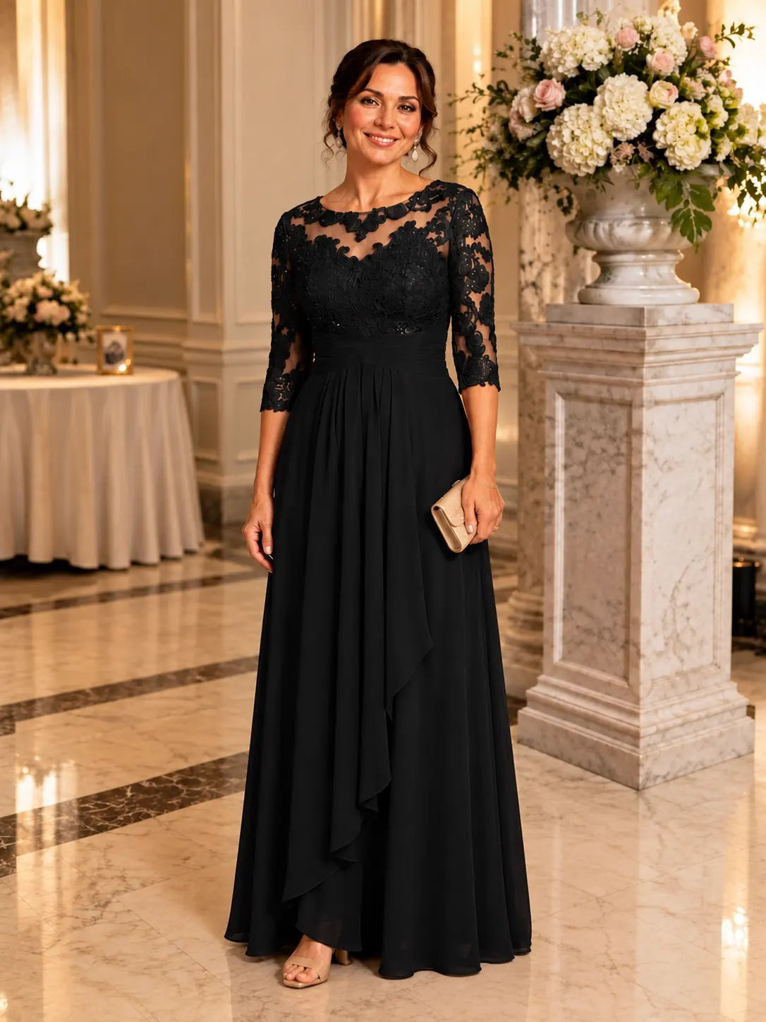 Three Quarter Sleeve Mother Dress 