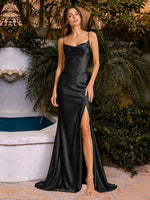 Sheath Bridesmaid Dress with High Slit 