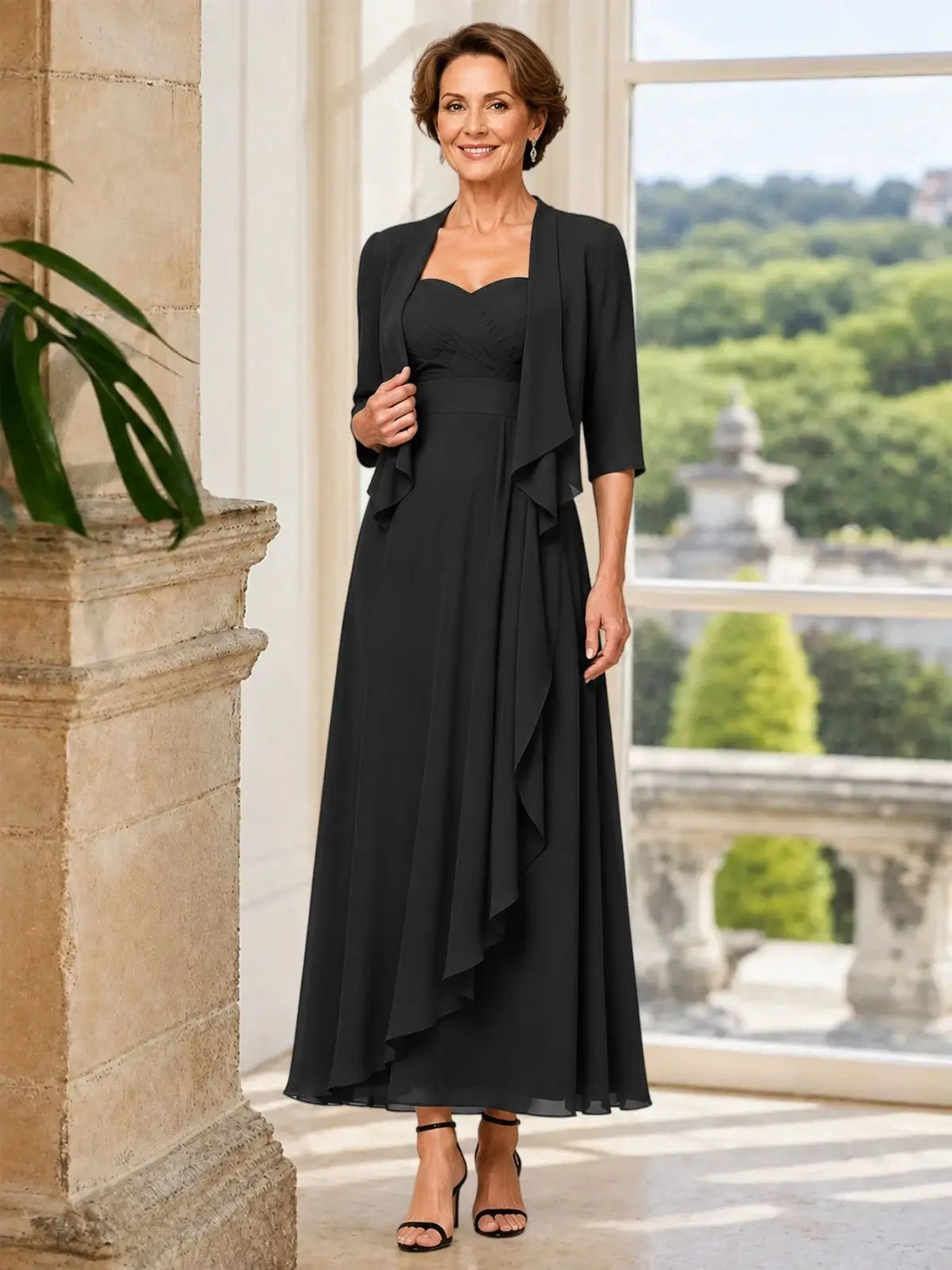 Two-piece Mother of the Bride Dress with Ruffle Design 
