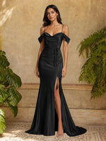 Mermaid Bridesmaid Dress with Tie Waist Sash