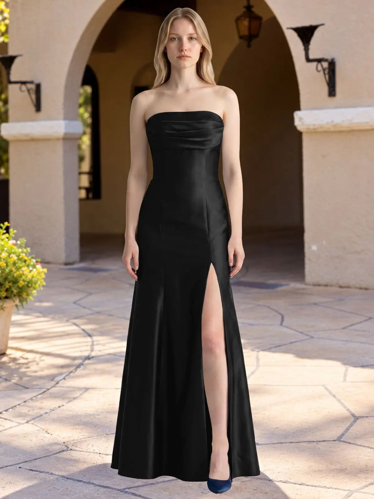 Strapless Ruched Bodice Prom Dress 