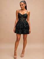Sequin Appliques Mini Dress 