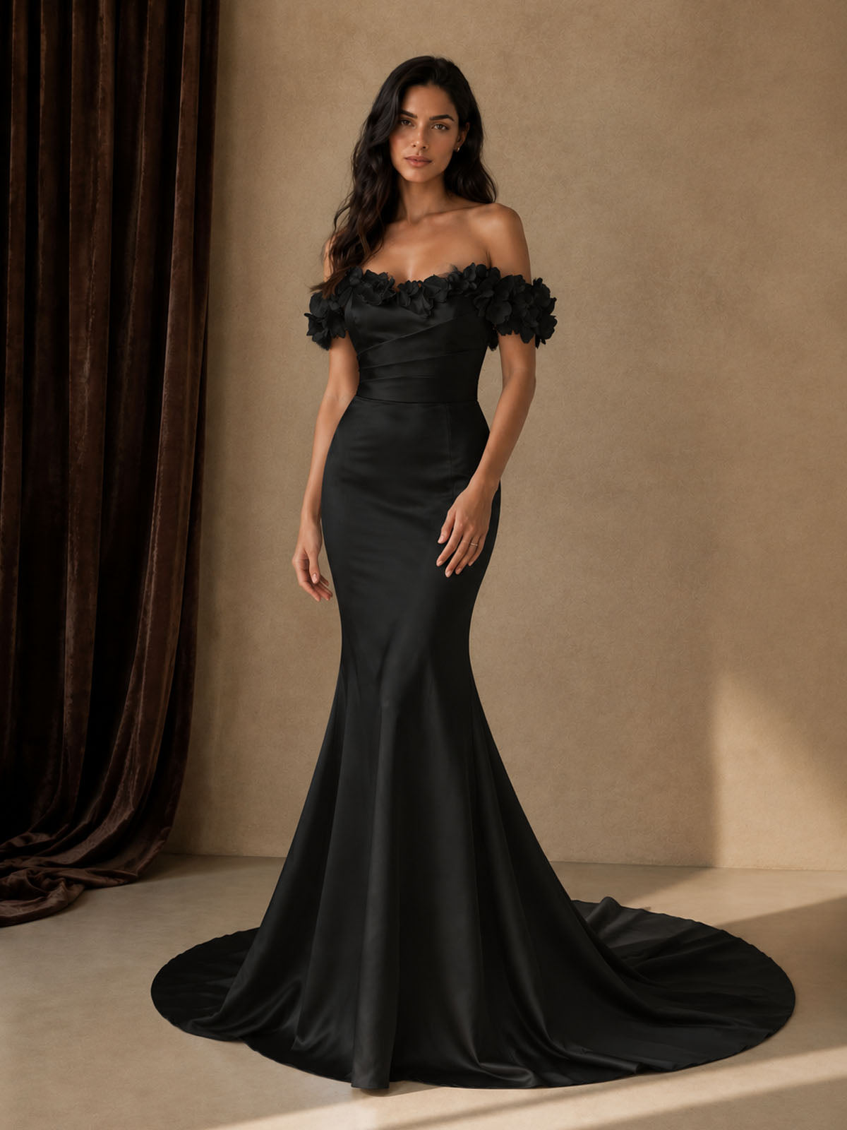 3D Floral Sheath Wedding Dress 