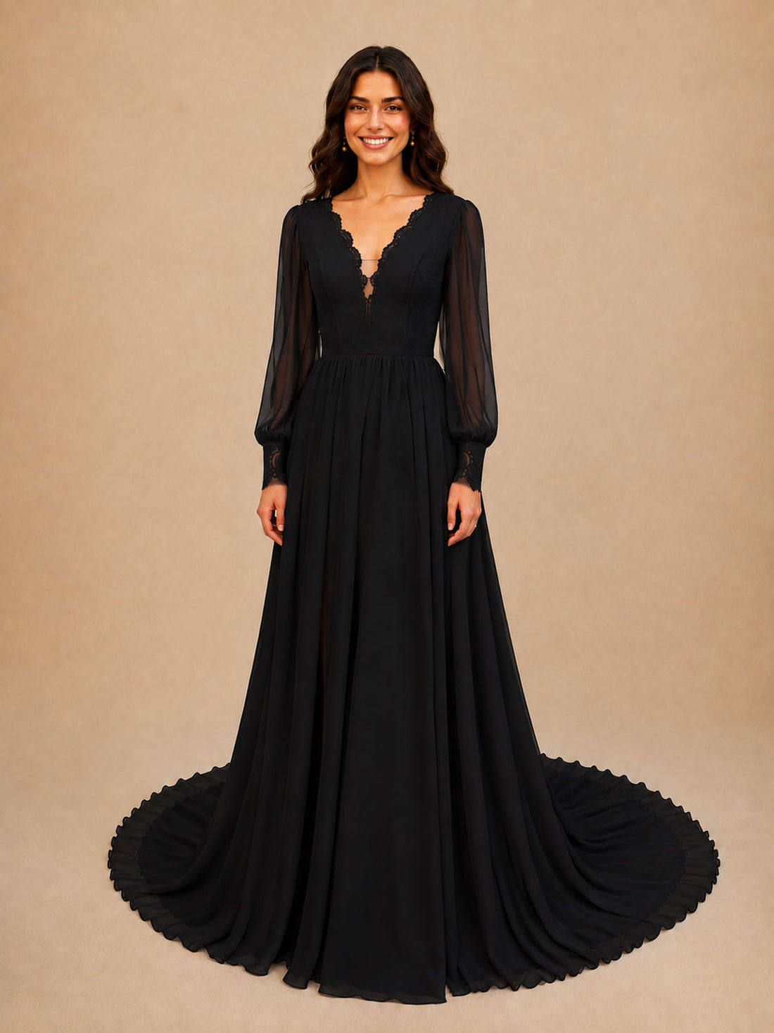 Lace V-Neck Slit Wedding Dress 