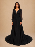 Lace V-Neck Slit Wedding Dress 