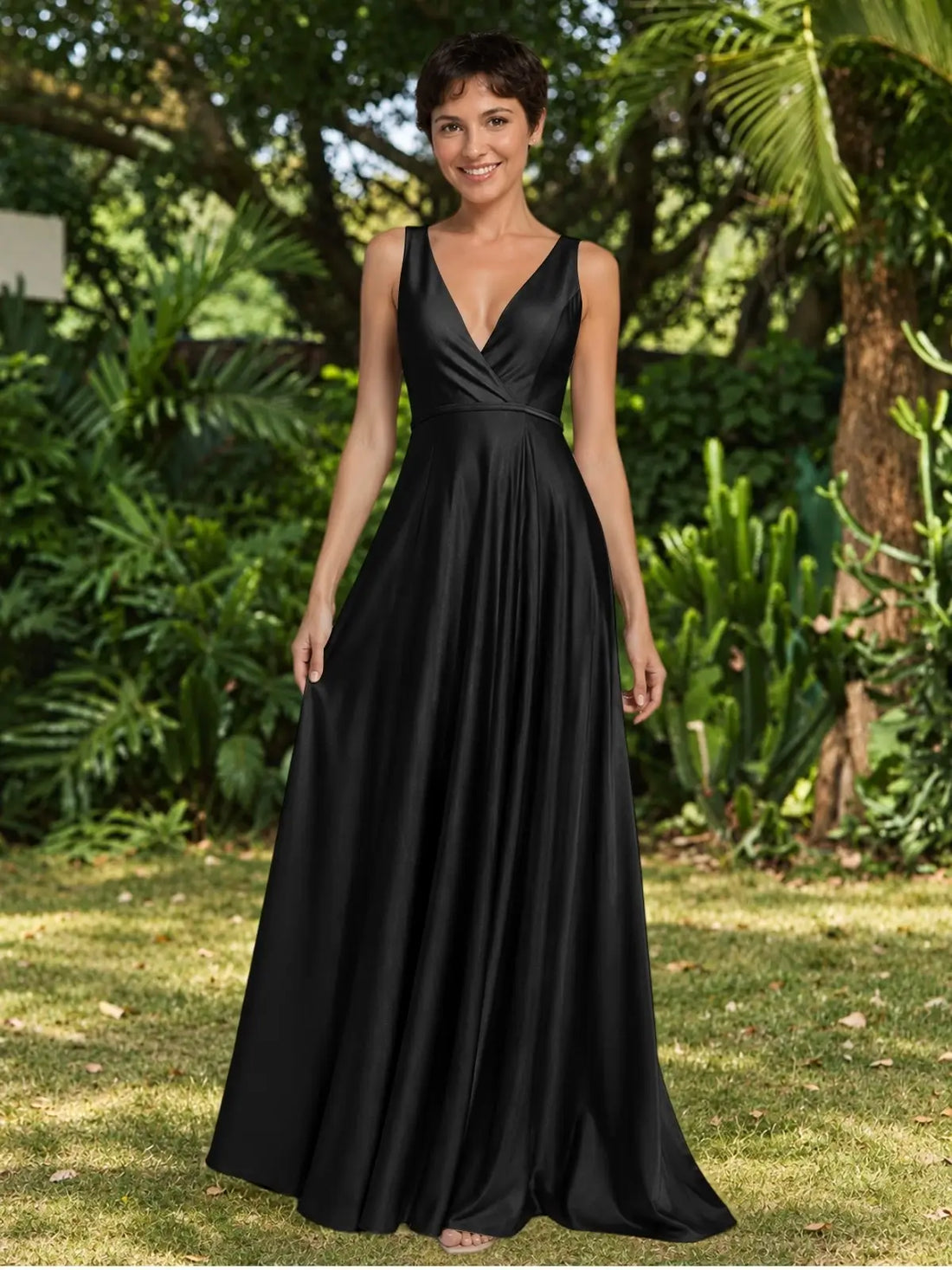 A-line Bridesmaid Dress with Cross-Over Bodice