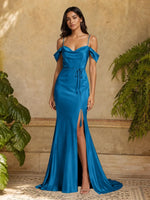 Mermaid Bridesmaid Dress with Tie Waist Sash