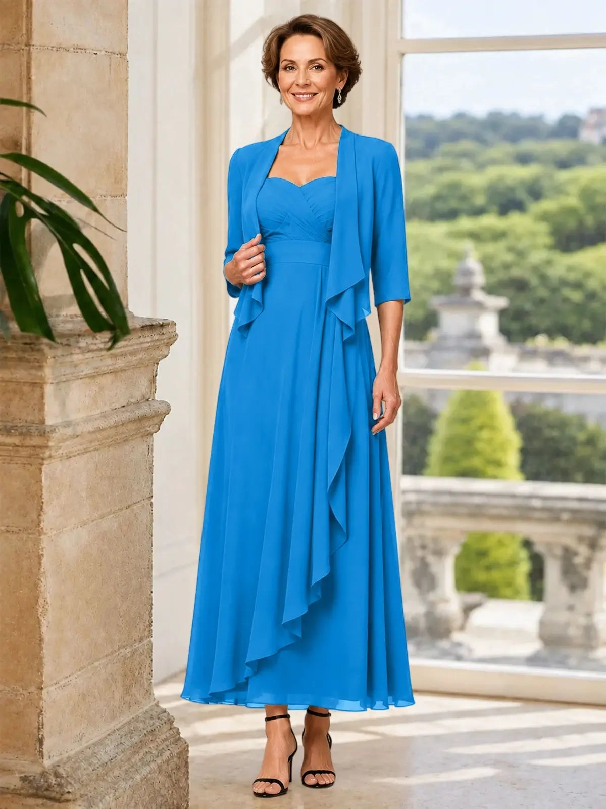 Two-piece Mother of the Bride Dress with Ruffle Design 