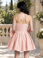 Halter Oversized Bow Mini Dress 