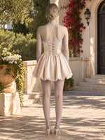 Beading Bubble Hem Mini Dress 
