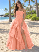 Tiered Strapless Prom Dress 