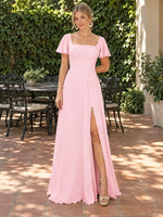 Flutter Sleeves Bridesmaid Dress 