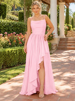 Spaghetti Asymmetrical Bridesmaid Dress 