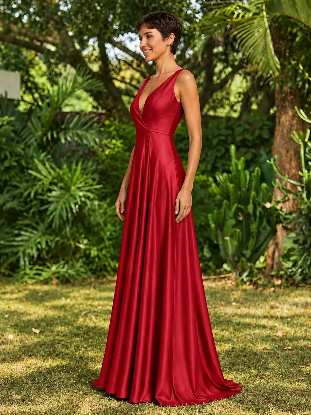A-line Bridesmaid Dress with Cross-Over Bodice
