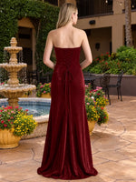 Velvet Prom Dress with Beaded Applique